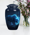 10-inch bear urn for mom, butterfly-themed funeral urn.