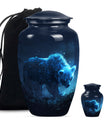 10-inch bear urn for mom, butterfly-themed funeral urn.