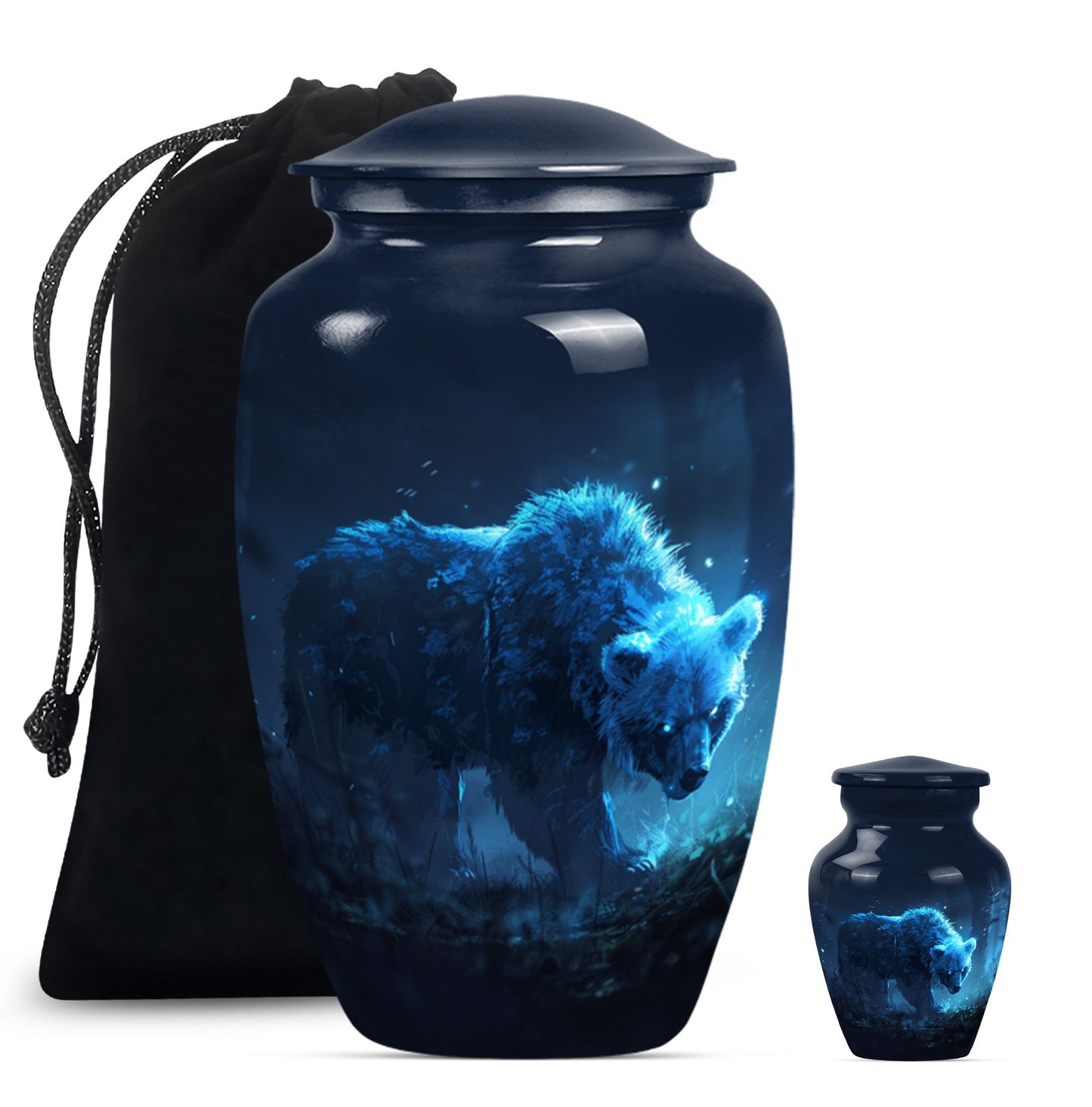 10-inch bear urn for mom, butterfly-themed funeral urn.