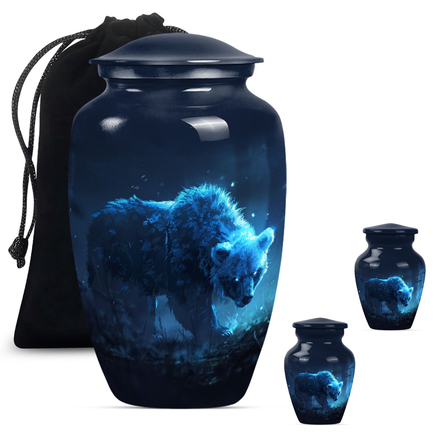 10-inch bear urn for mom, butterfly-themed funeral urn.