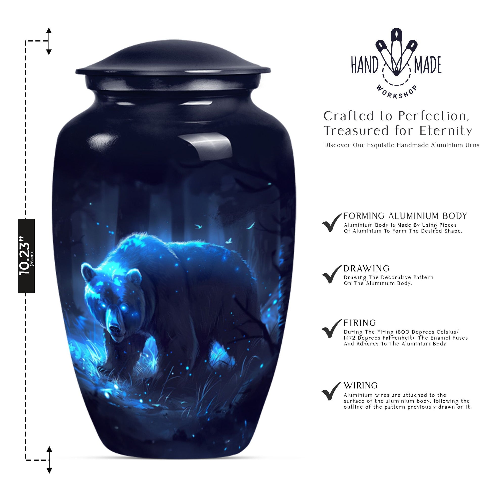  Butterfly Bear Urn for dad, Aluminium Cremation Urn