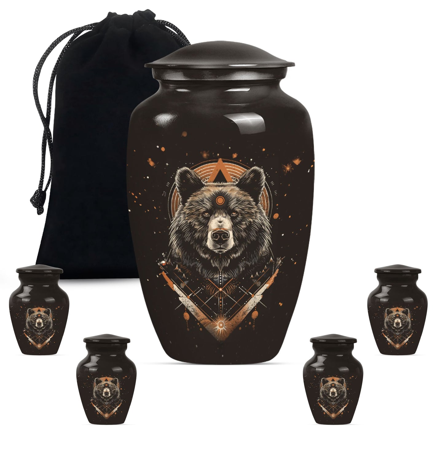 bear urn for cremation of adult male ashes.