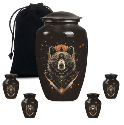 bear urn for cremation of adult male ashes.