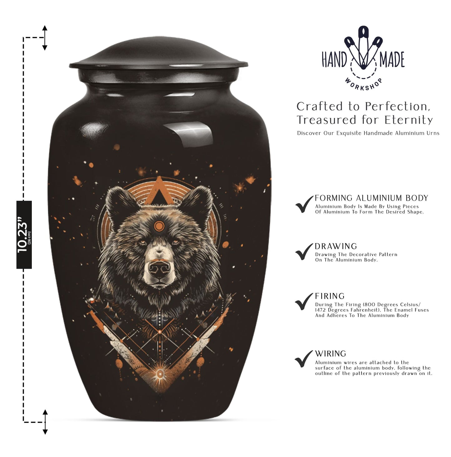 bear urn for cremation of adult male ashes.