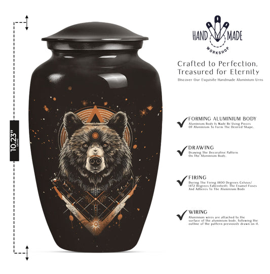bear urn for cremation of adult male ashes.