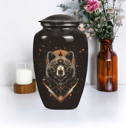 bear urn for cremation of adult male ashes.