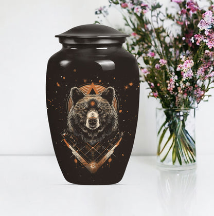 bear urn for cremation of adult male ashes.