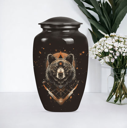 bear urn for cremation of adult male ashes.