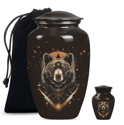 bear urn for cremation of adult male ashes.
