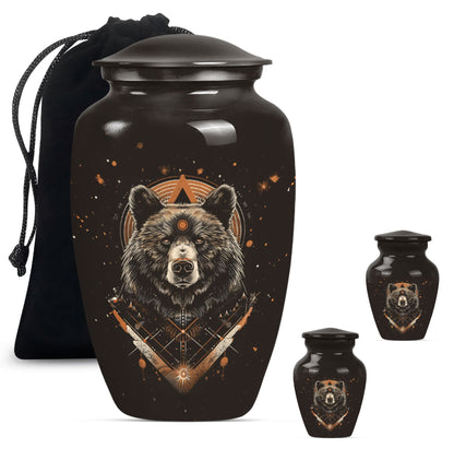 bear urn for cremation of adult male ashes.