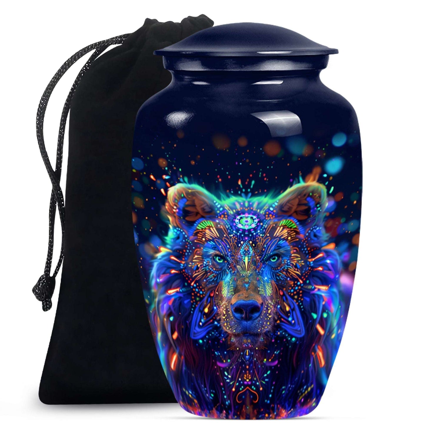 bear urn in butterfly theme 