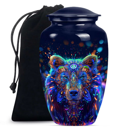 bear urn in butterfly theme 