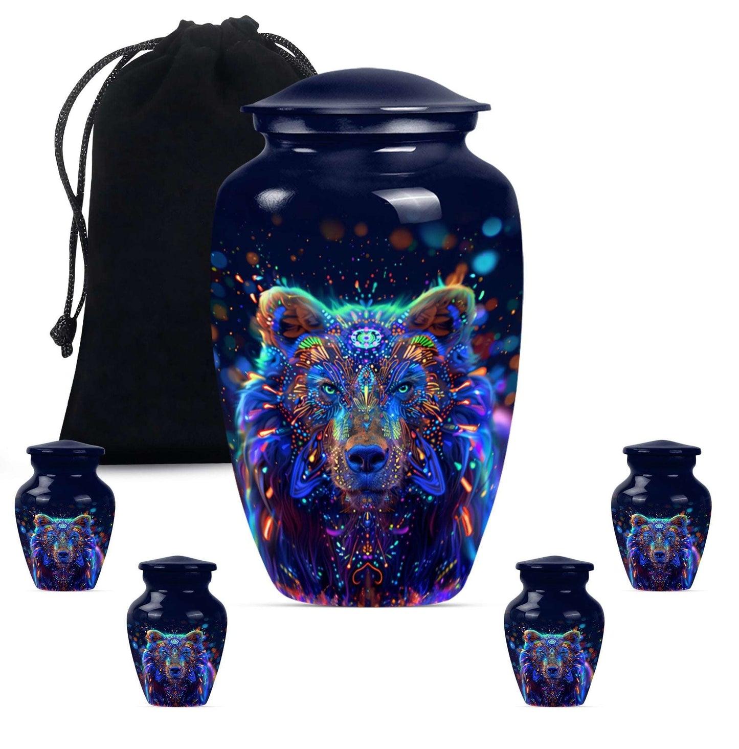 bear urn in butterfly theme 