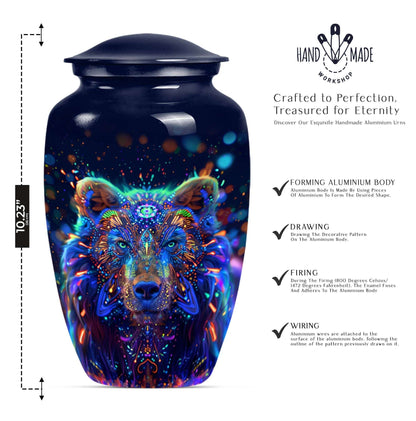 bear urn in butterfly theme 