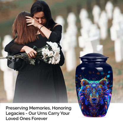 bear urn in butterfly theme 