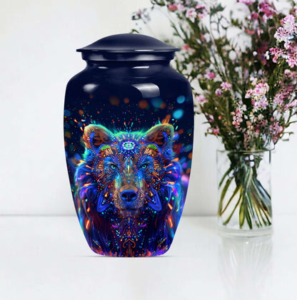 bear urn in butterfly theme 