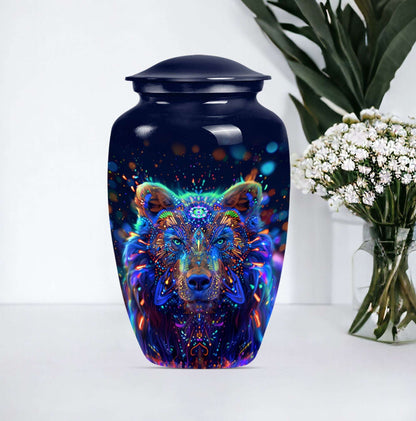 bear urn in butterfly theme 
