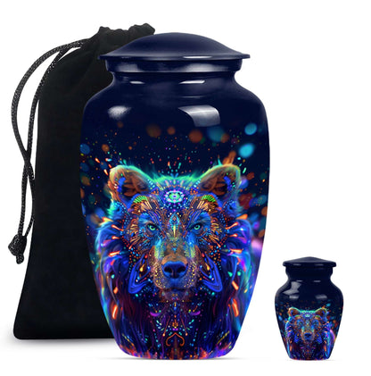bear urn in butterfly theme 