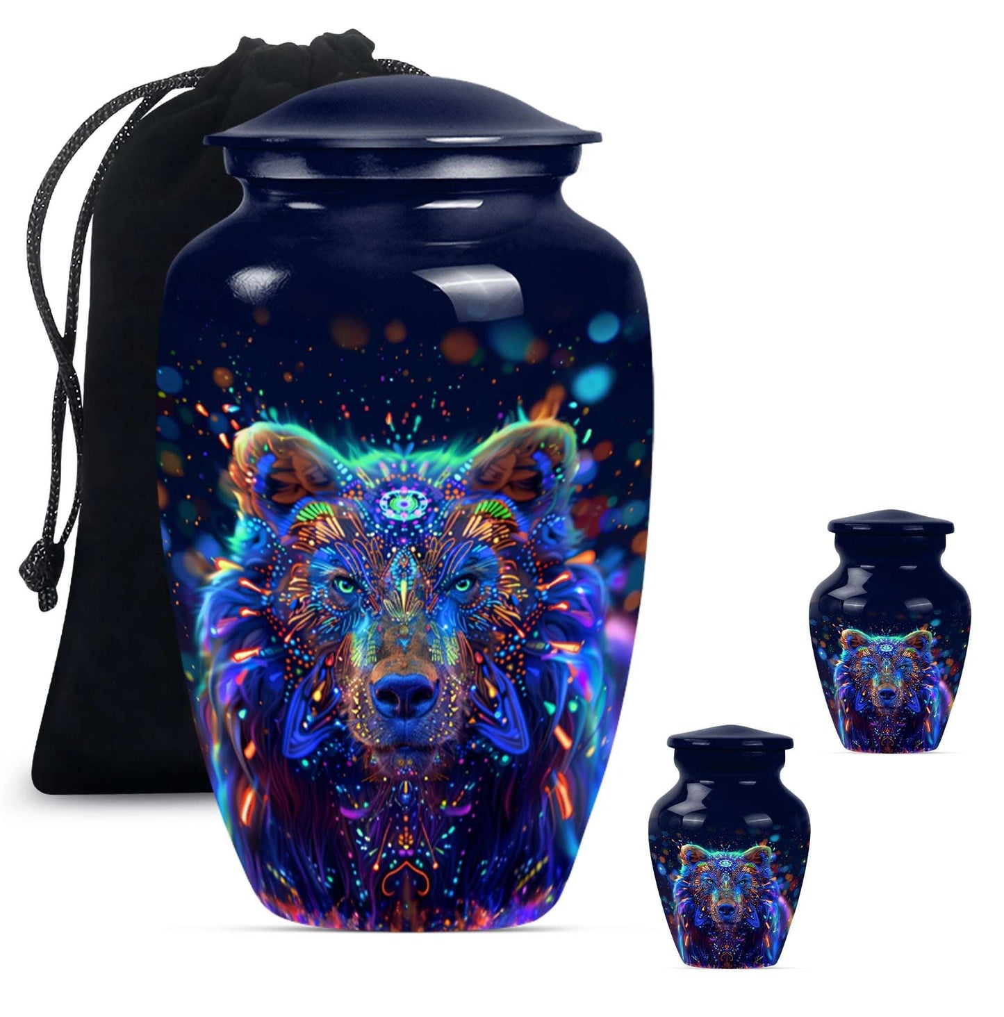 bear urn in butterfly theme 