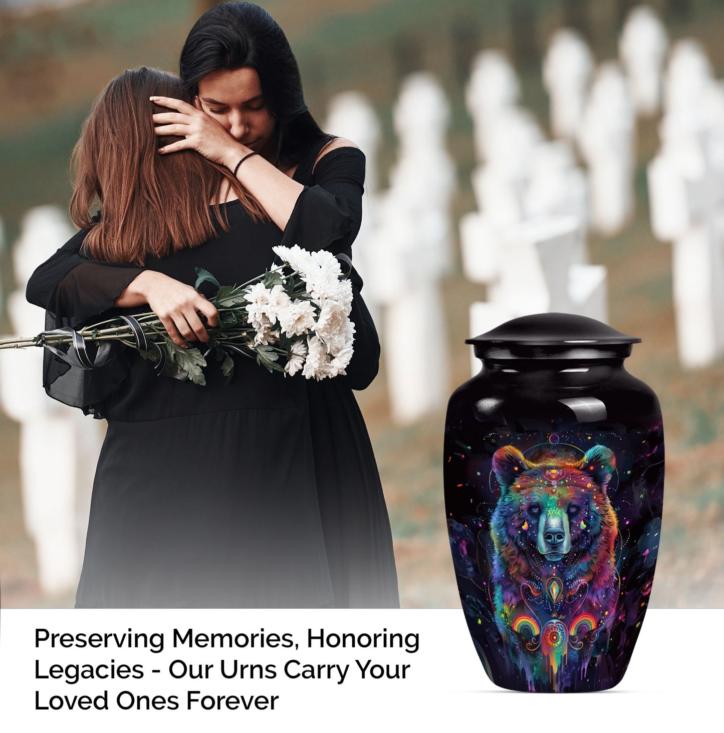 Classic 10-inch Butterfly themed bear urn.
