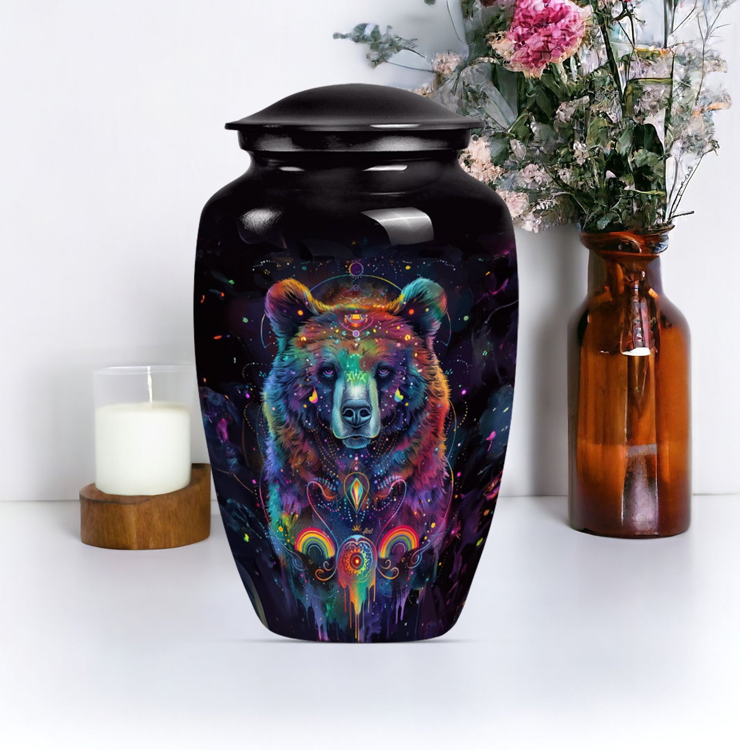 Classic 10-inch Butterfly themed bear urn.