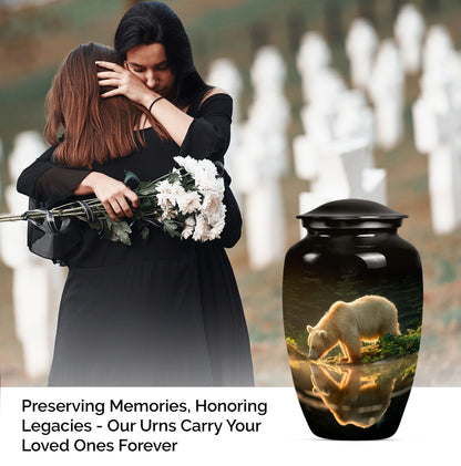 10-inch bear urn, aluminium cremation urn with butterfly theme.
