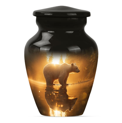 10-inch aluminum bear urn with butterfly 