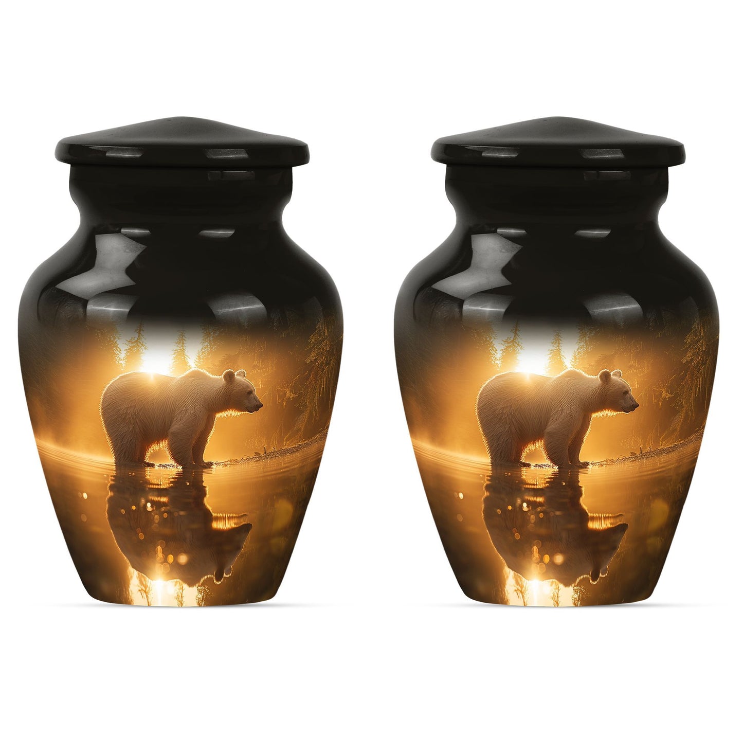 10-inch aluminum bear urn with butterfly 