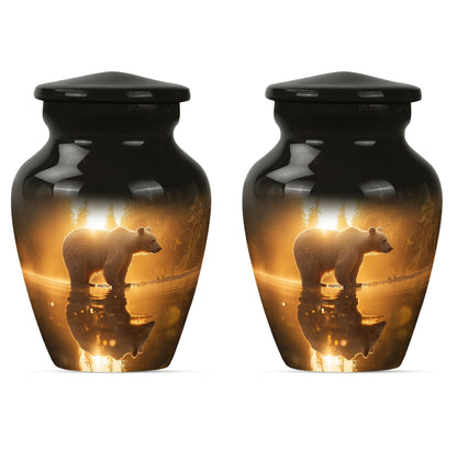 10-inch aluminum bear urn with butterfly 