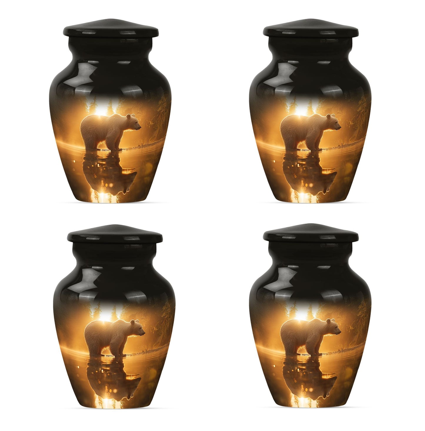 10-inch aluminum bear urn with butterfly 
