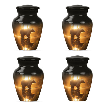10-inch aluminum bear urn with butterfly 