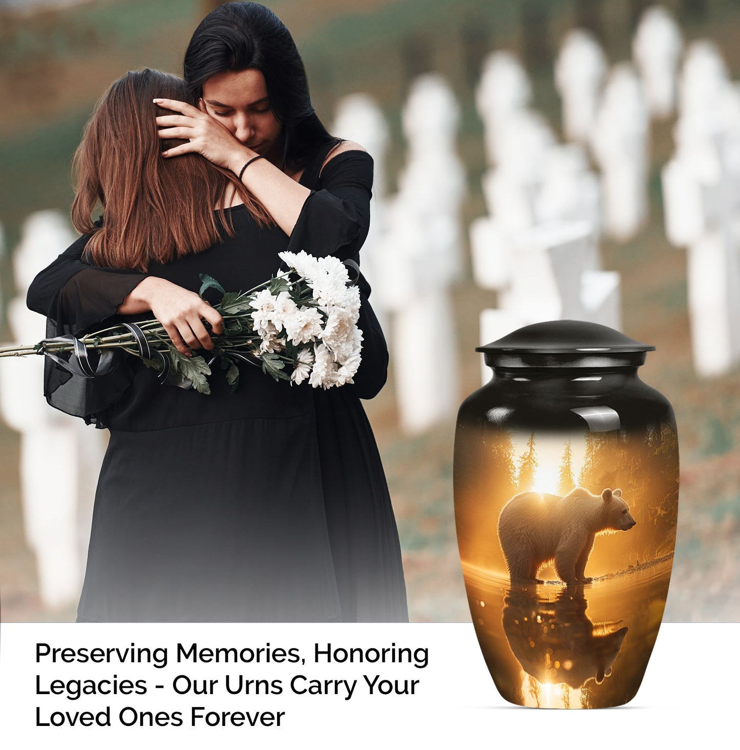 10-inch aluminum bear urn with butterfly 