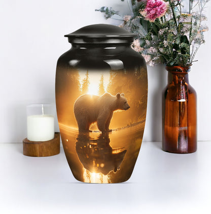 10-inch aluminum bear urn with butterfly 