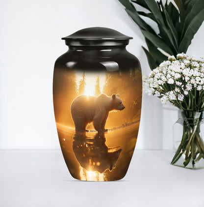 10-inch aluminum bear urn with butterfly 