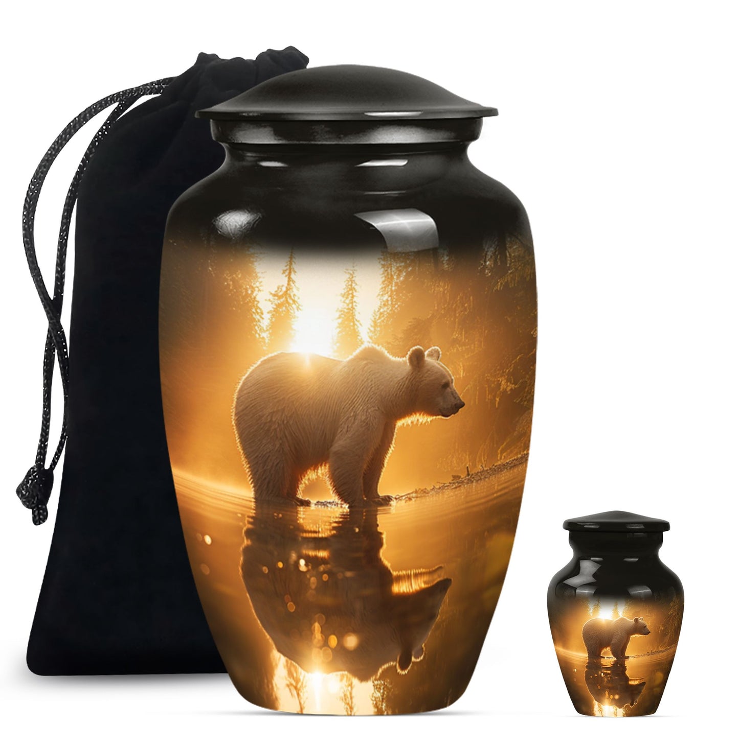 10-inch aluminum bear urn with butterfly 
