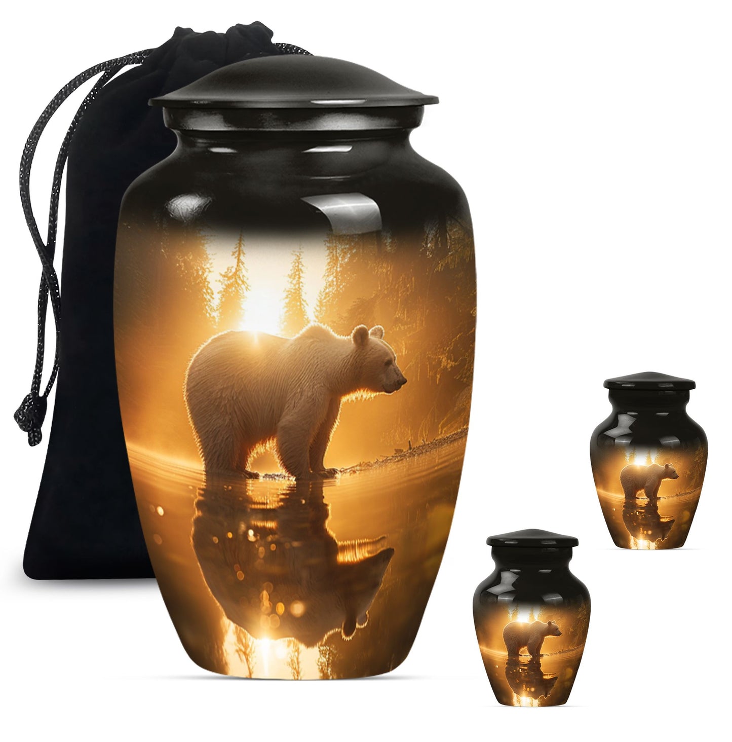 10-inch aluminum bear urn with butterfly 