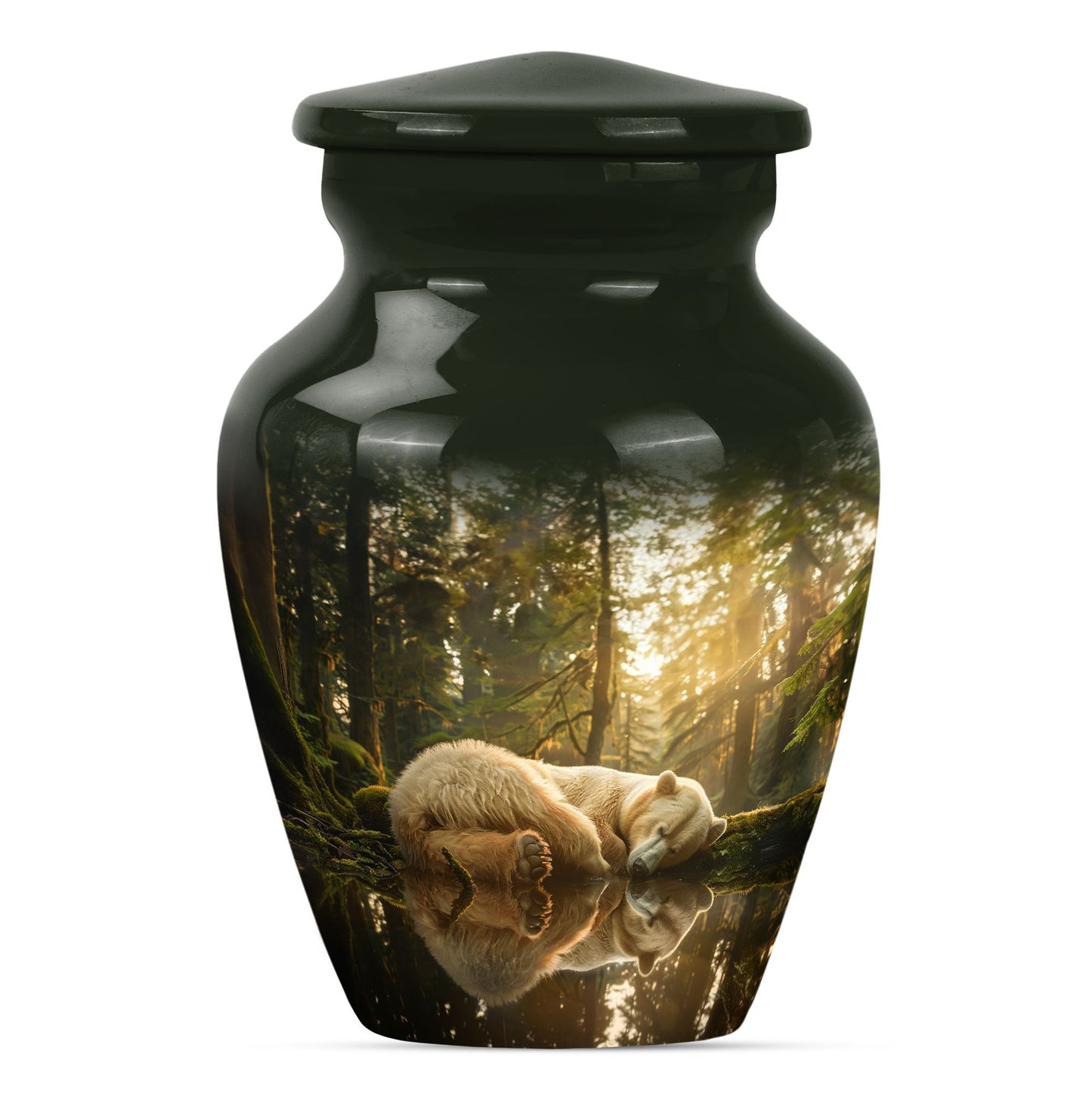 Classic 10-inch butterfly-themed bear urn for ashes.