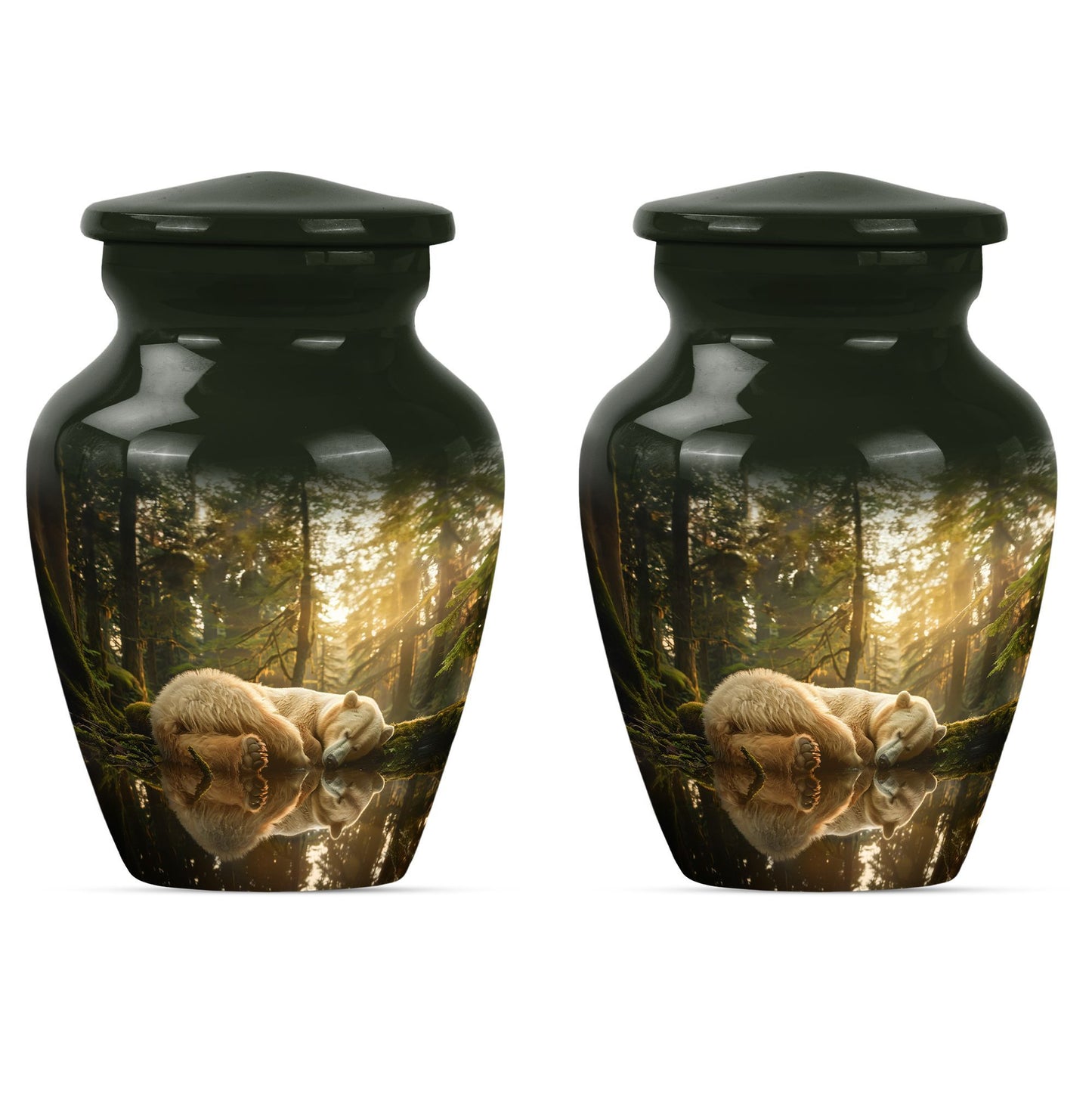 Classic 10-inch butterfly-themed bear urn for ashes.