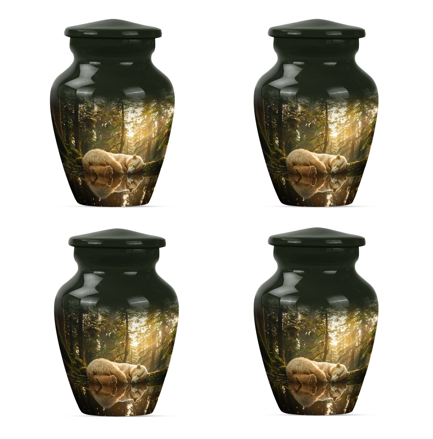 Classic 10-inch butterfly-themed bear urn for ashes.