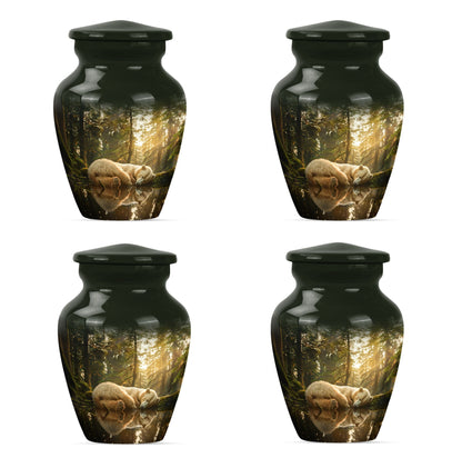 Classic 10-inch butterfly-themed bear urn for ashes.