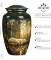 Classic 10-inch butterfly-themed bear urn for ashes.