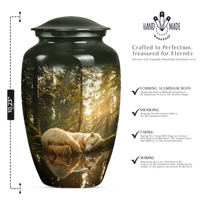 Classic 10-inch butterfly-themed bear urn for ashes.