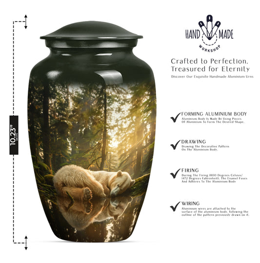 Classic 10-inch butterfly-themed bear urn for ashes.
