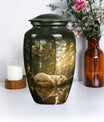 Classic 10-inch butterfly-themed bear urn for ashes.