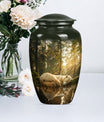 Classic 10-inch butterfly-themed bear urn for ashes.