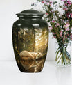 Classic 10-inch butterfly-themed bear urn for ashes.