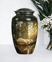 Classic 10-inch butterfly-themed bear urn for ashes.