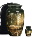 Classic 10-inch butterfly-themed bear urn for ashes.