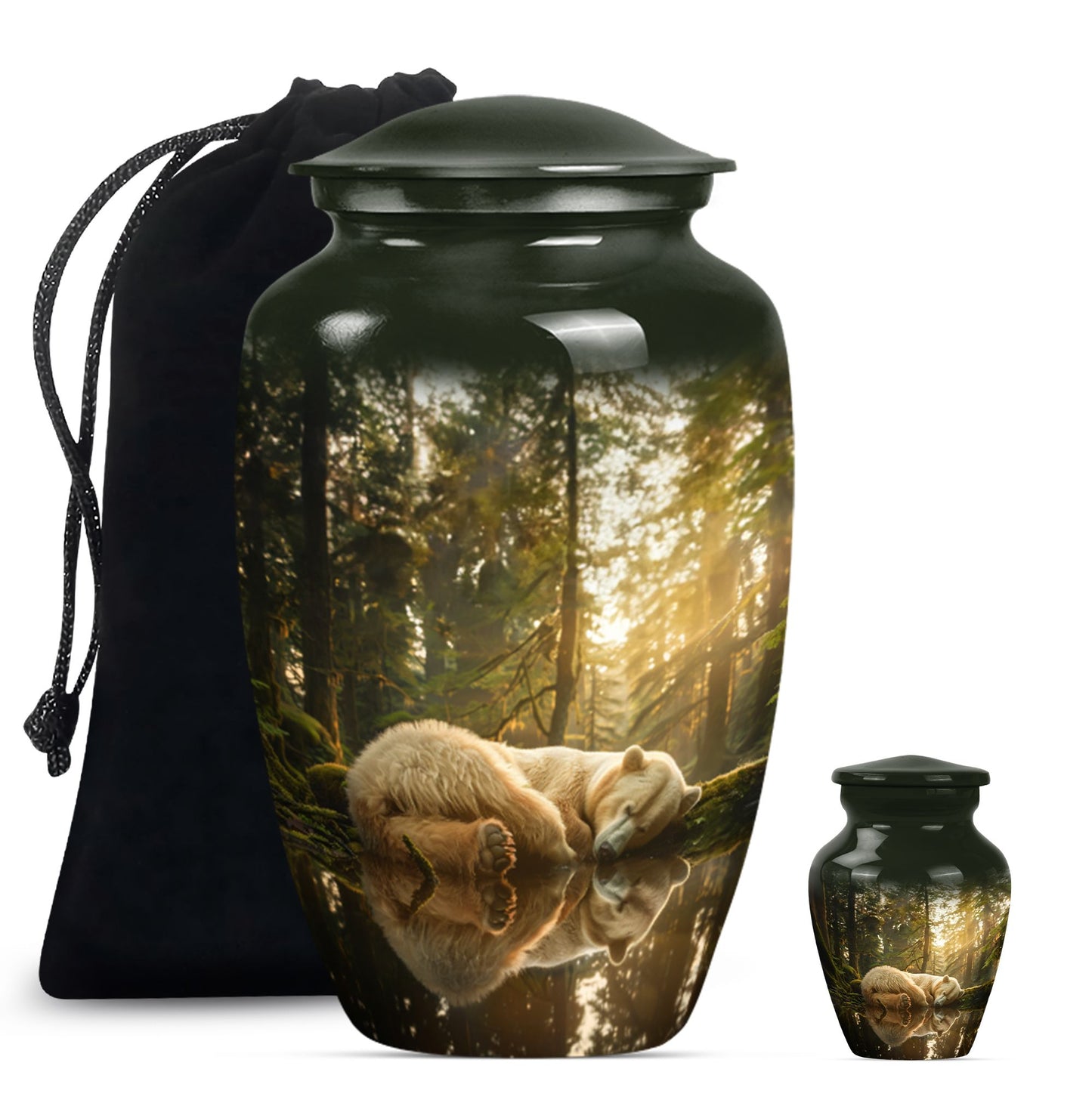 Classic 10-inch butterfly-themed bear urn for ashes.