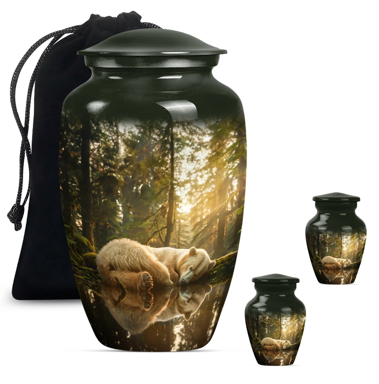Classic 10-inch butterfly-themed bear urn for ashes.